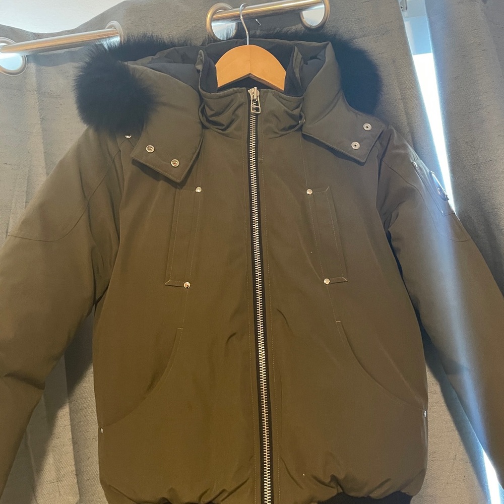 Kids Olive Green Puffer Jacket with Faux Fur Trim